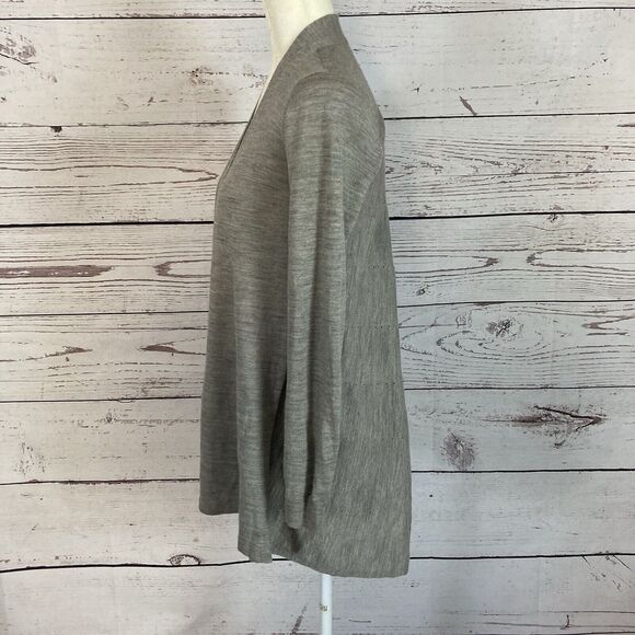 The White Company Cardigan Womens Small Merino Wool Sweater Open Front Taupe - Picture 2 of 8